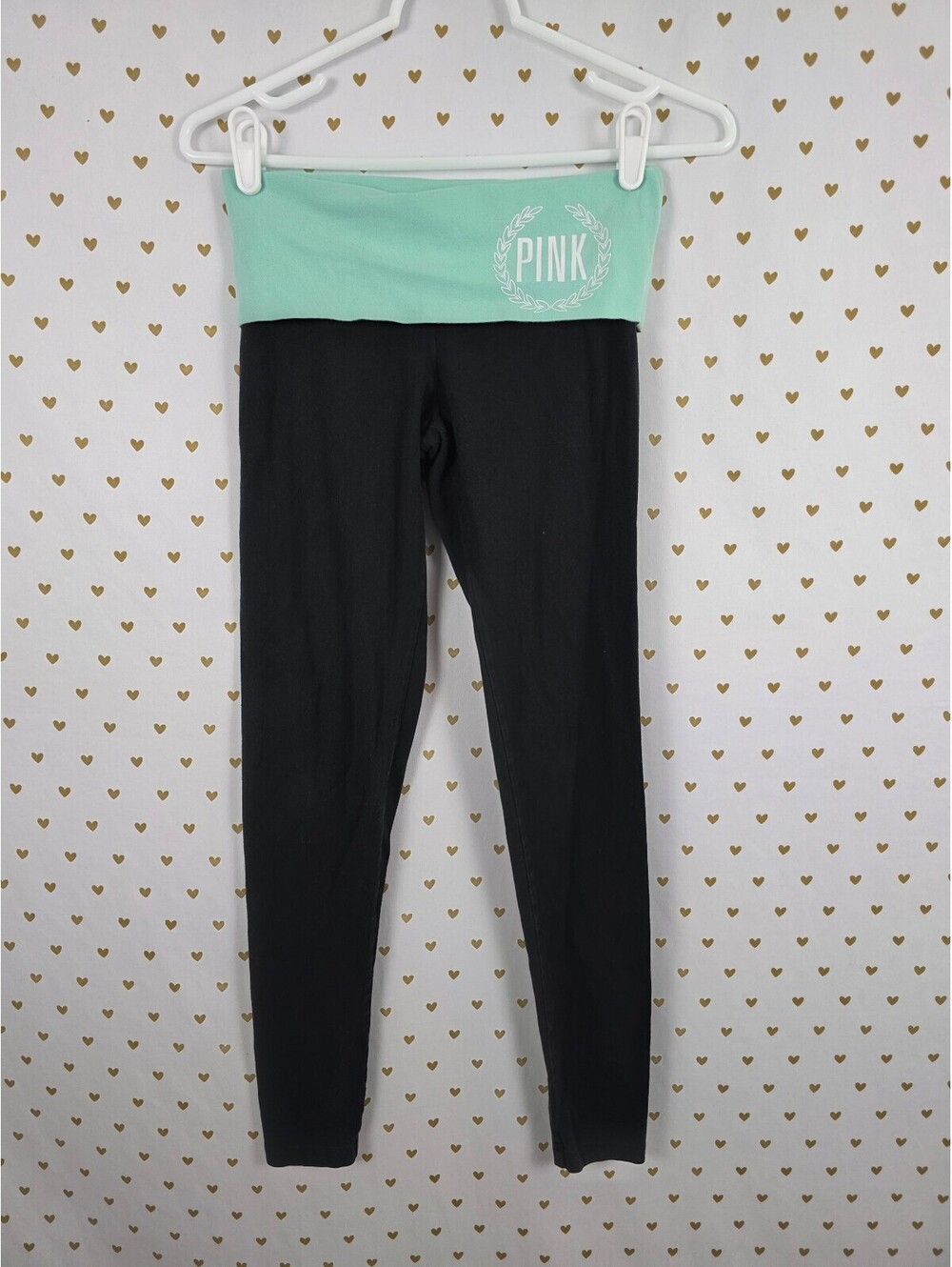 Victorias Secret PINK Mint Foldover Yoga Pants XS Skinny Ankle Y2k